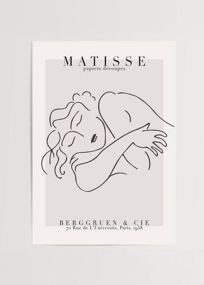 Minimalist line art poster depicting a serene sleeping woman.