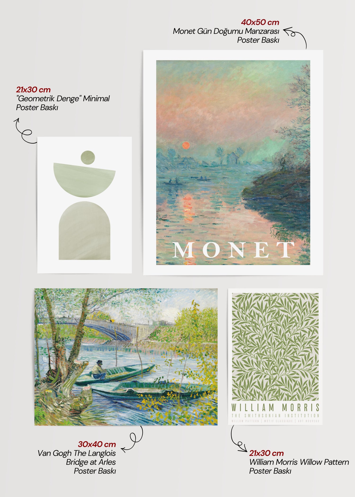 Tranquil Nature Wall Art Set featuring calming greens and classic designs.