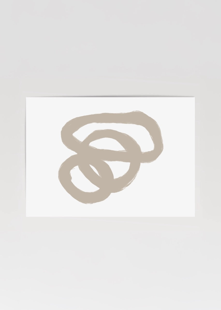 Abstract wall art featuring soft, organic loops in neutral tones.