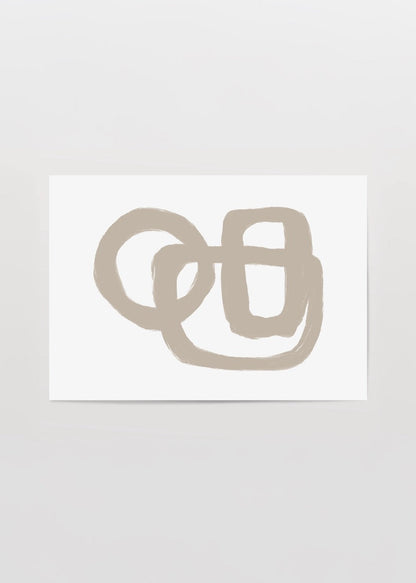 Whimsical abstract artwork featuring soft earthy loops.