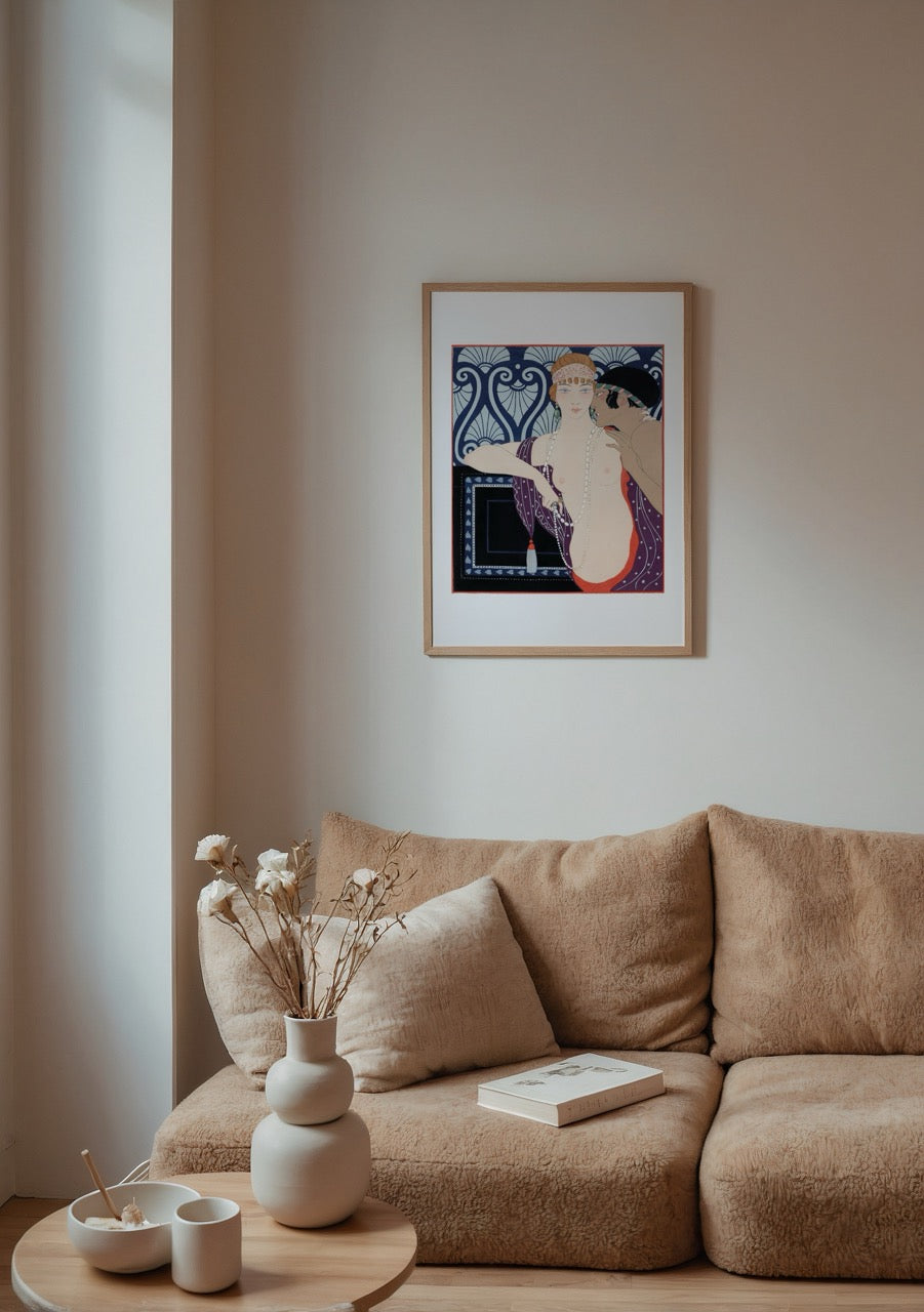 Art print featuring an elegant figure in vibrant colours for stylish decor.