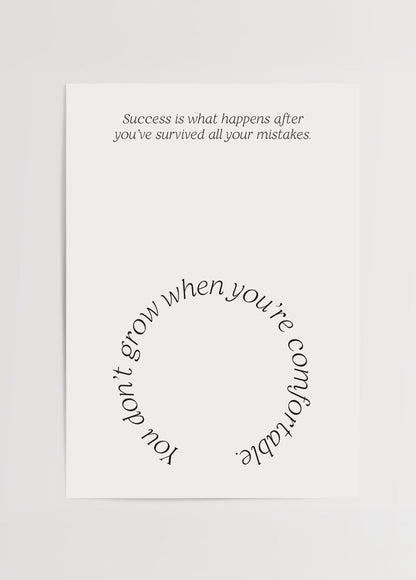 Motivational wall art featuring a quote about success and growth in a minimalist design.