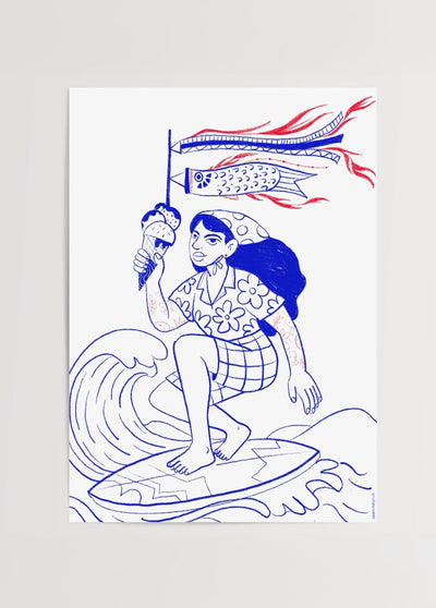 Surfing Girl Poster Print