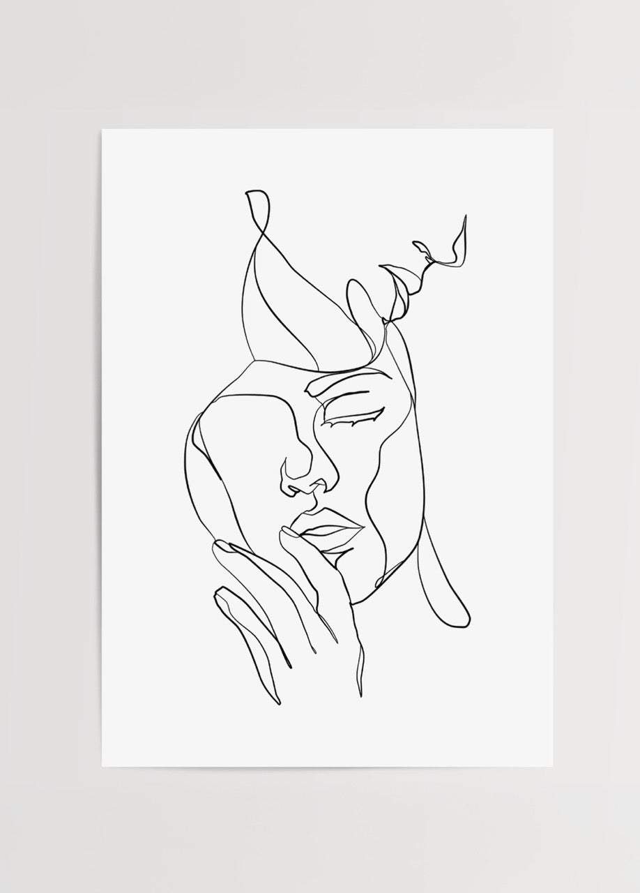 Elegant line art portrait showcasing minimalistic design for wall decor.