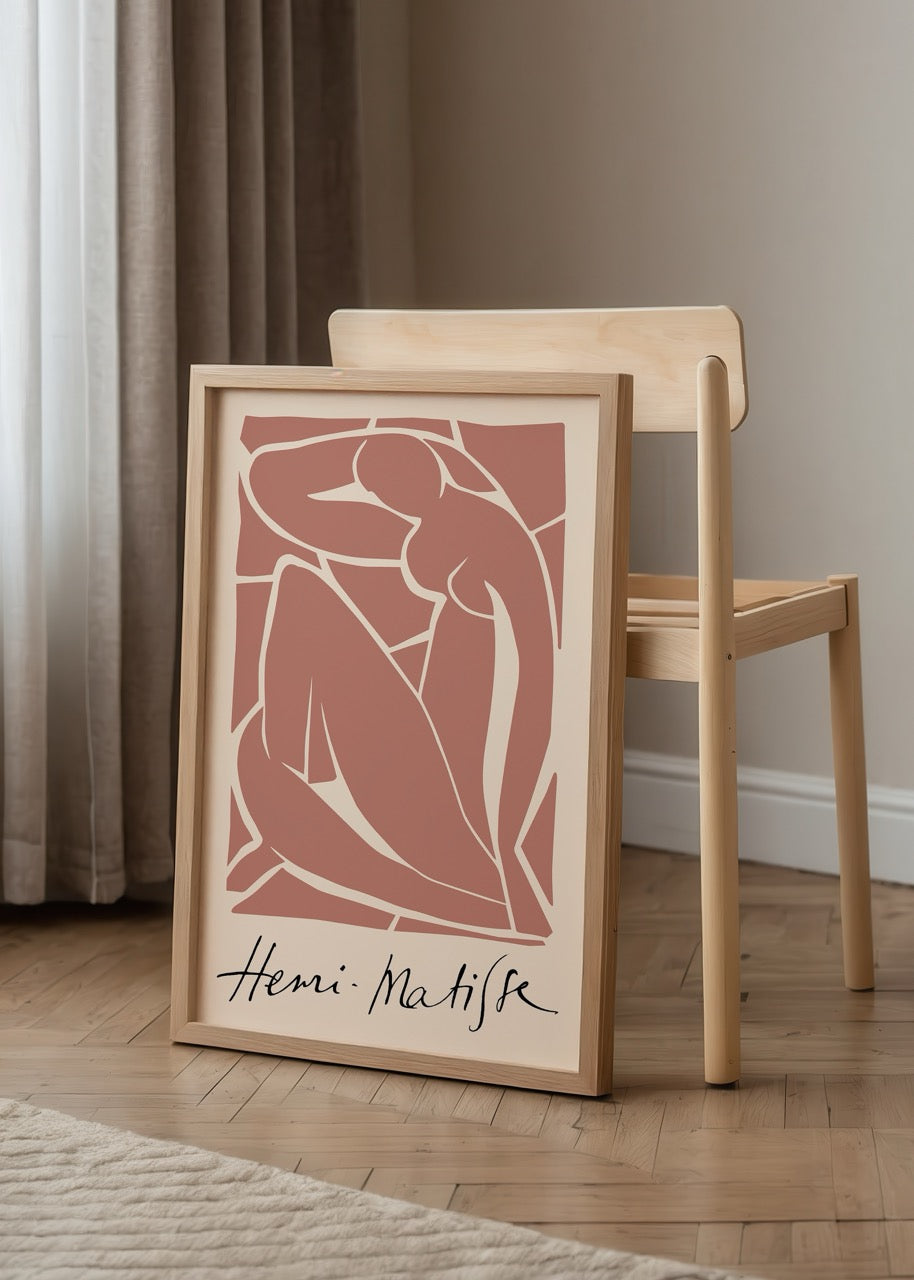 Terracotta Embrace Wall Art featuring a stylized figure against a warm background.