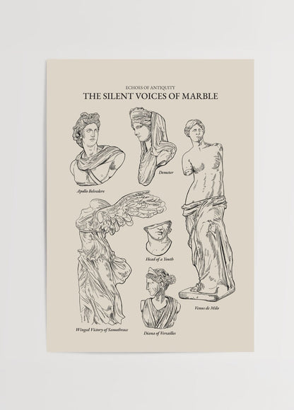 Poster featuring marble sculptures capturing the elegance of antiquity for wall art.