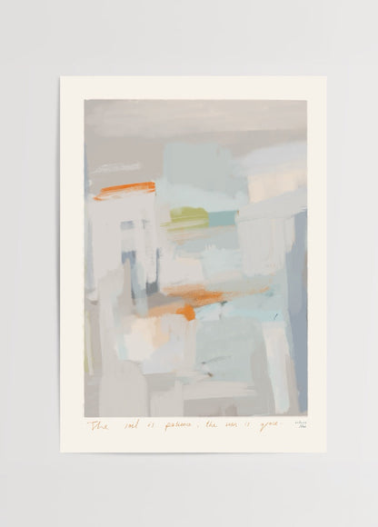 Abstract artwork in soft tones depicting nature themes for elegant wall decor.