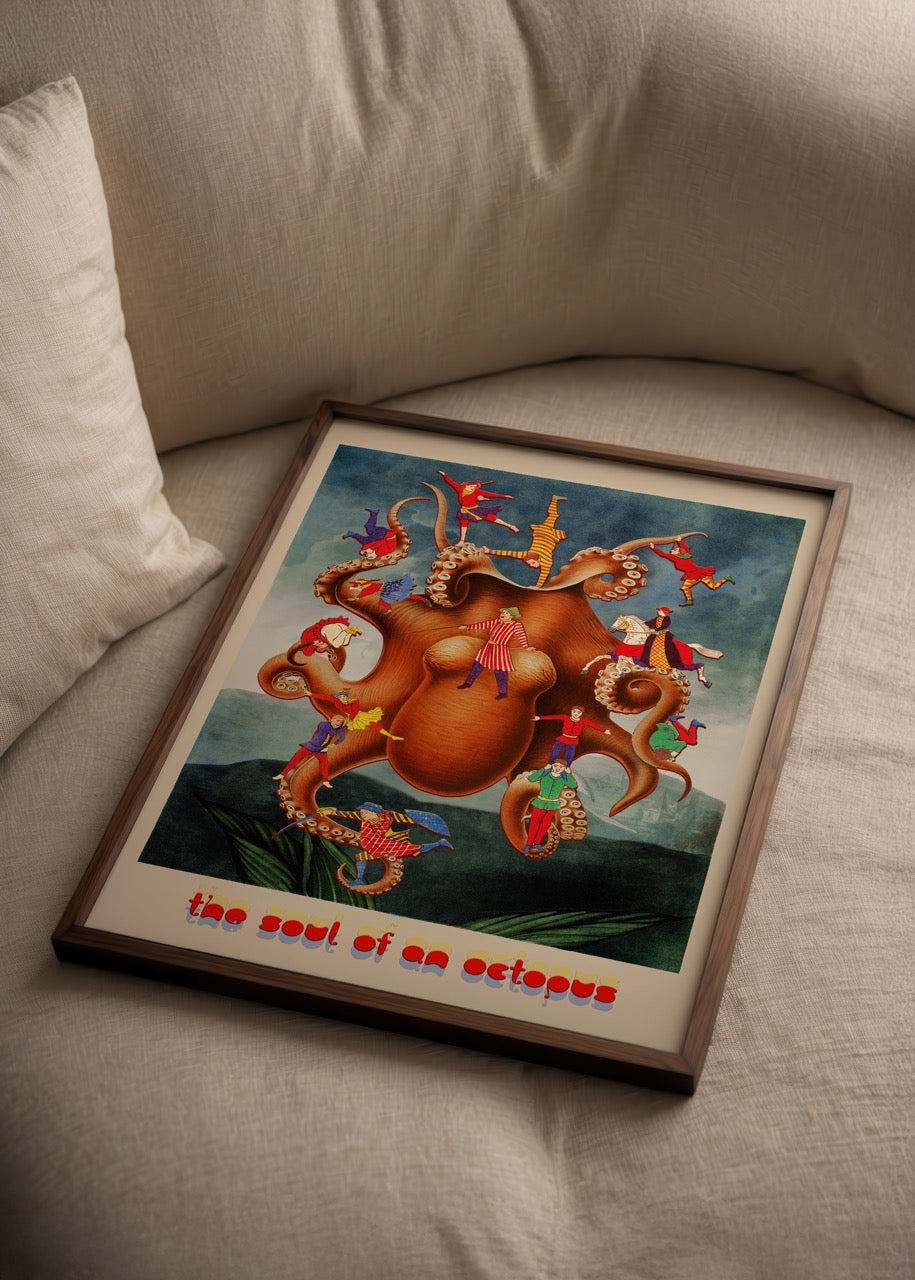 The Soul of an Octopus Poster Print featuring vibrant octopus artwork.