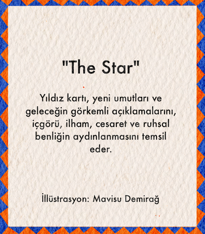 A vibrant star illustration set against a blue background, framed by geometric patterns.
