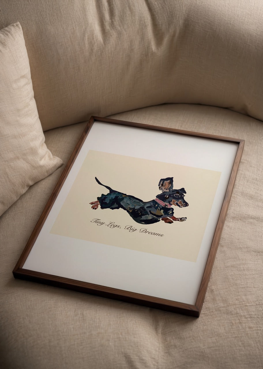 A playful illustration of a dachshund dog, capturing its joyful spirit.