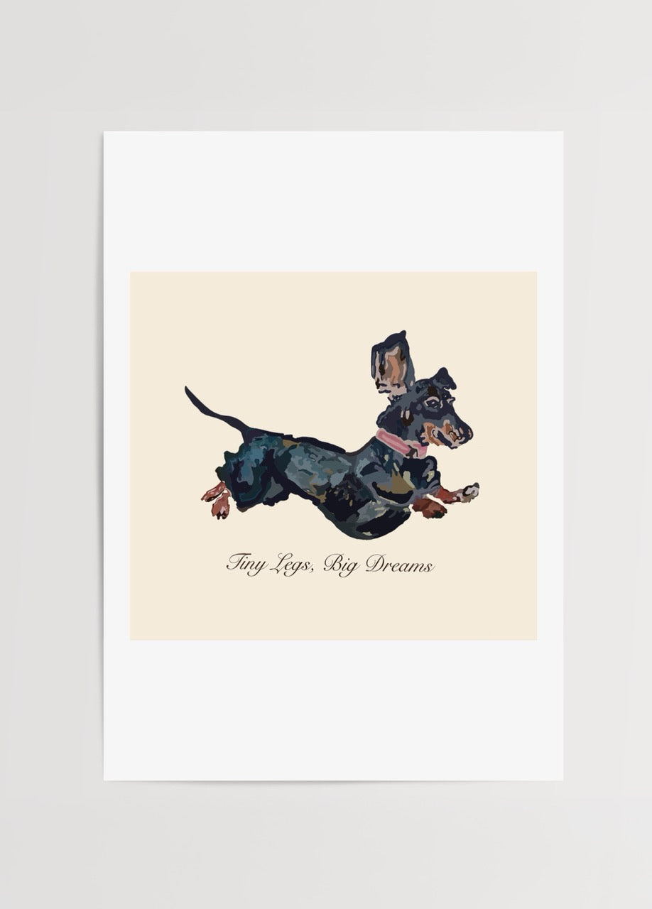 A playful illustration of a dachshund dog, capturing its joyful spirit.