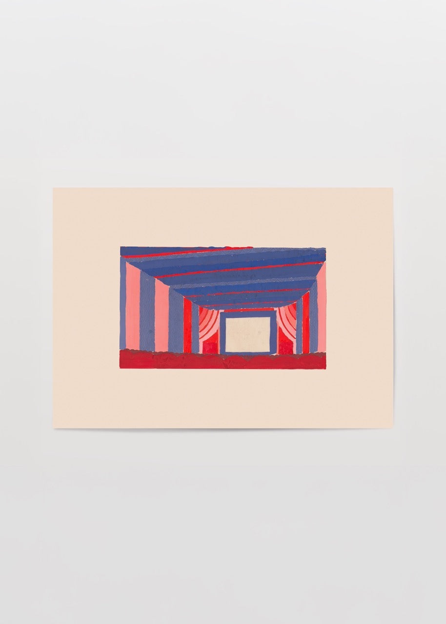 A vibrant abstract poster representing a theatrical stage composition.