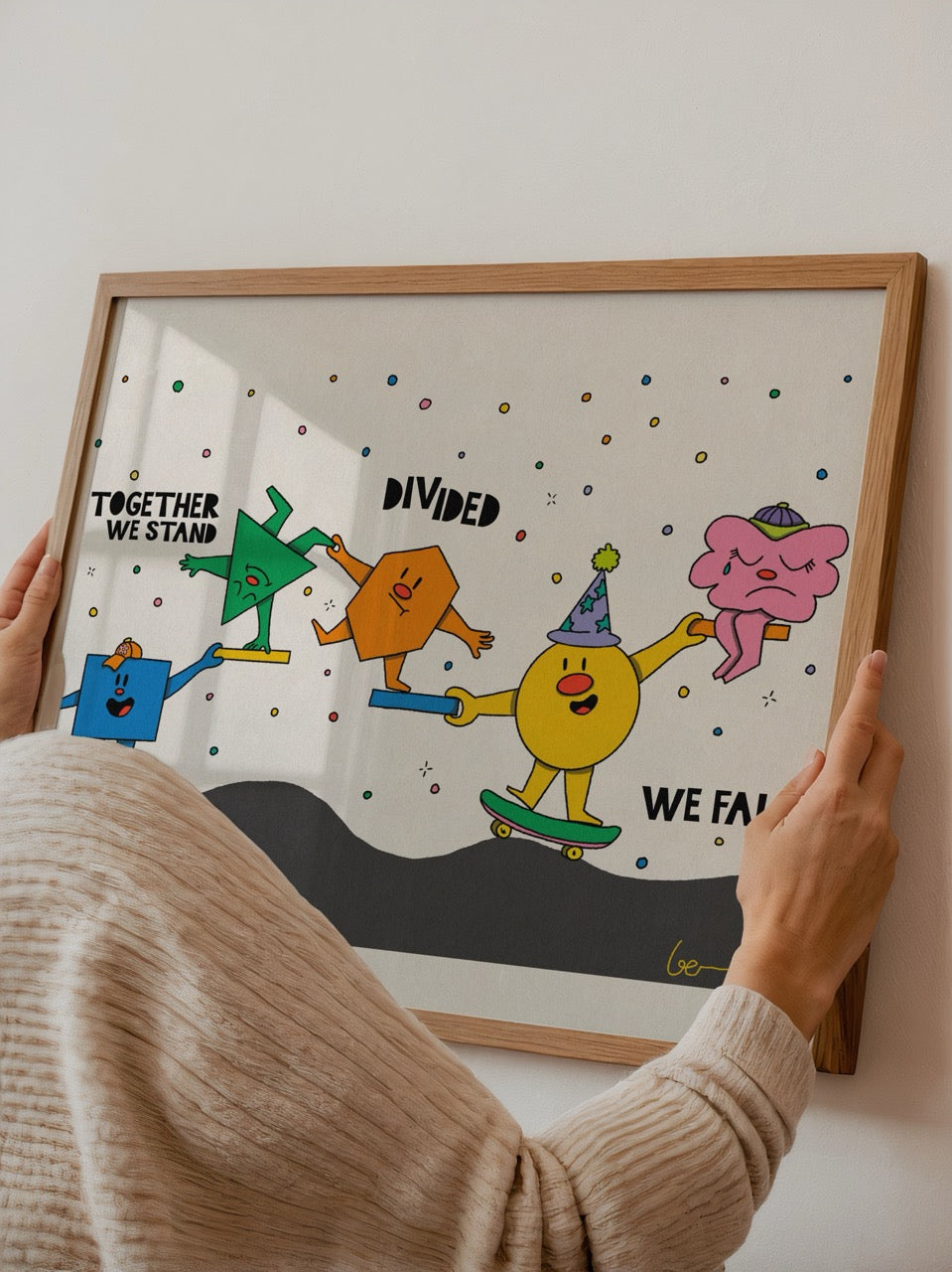 Playful characters representing unity and togetherness in vibrant colours.