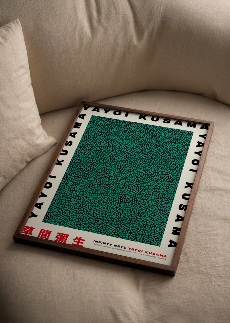 Contemporary wall art featuring endless patterns in vibrant teal.