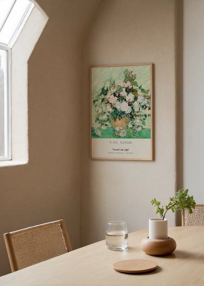 Floral vase art print showcasing serene blooms in pastel colours.