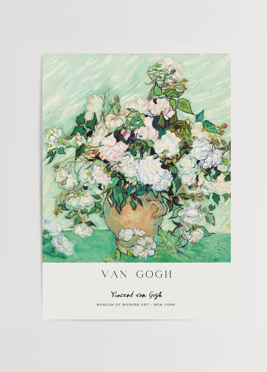 Floral vase art print showcasing serene blooms in pastel colours.