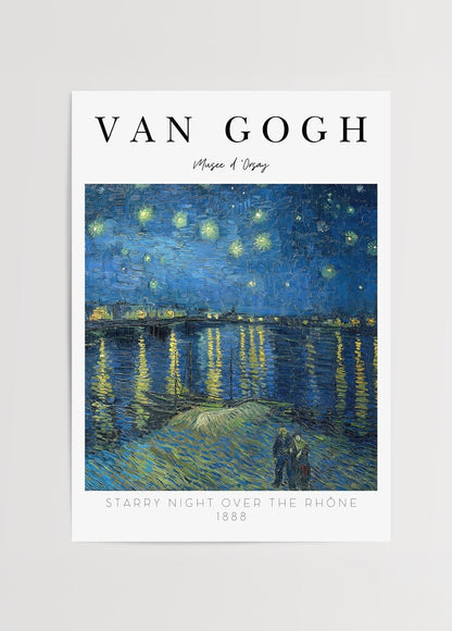 Van Gogh Starry Night Over the Rhône Poster showcasing a serene night scene over the river.