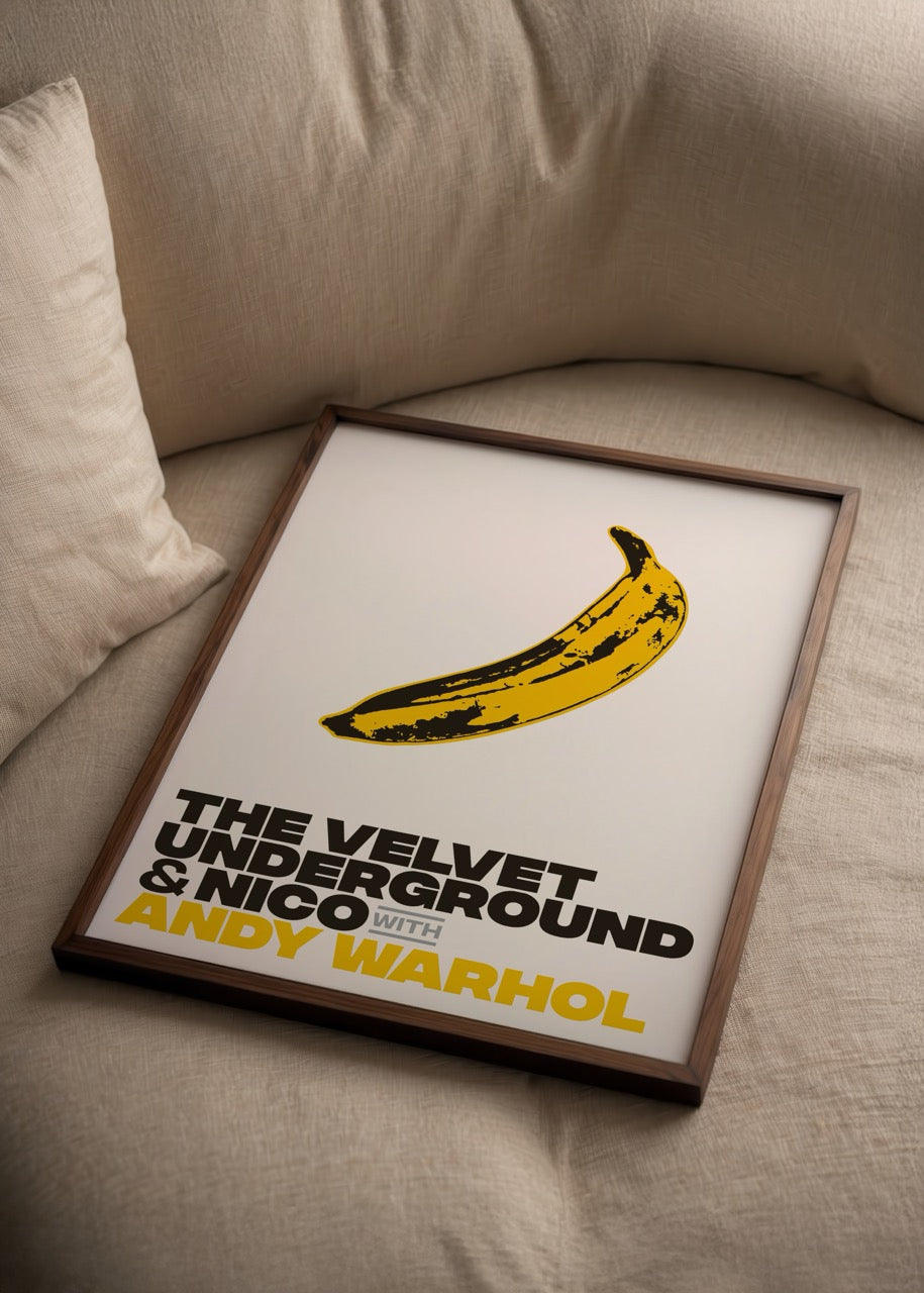 Banana Chic retro art print showcasing a vibrant yellow banana design