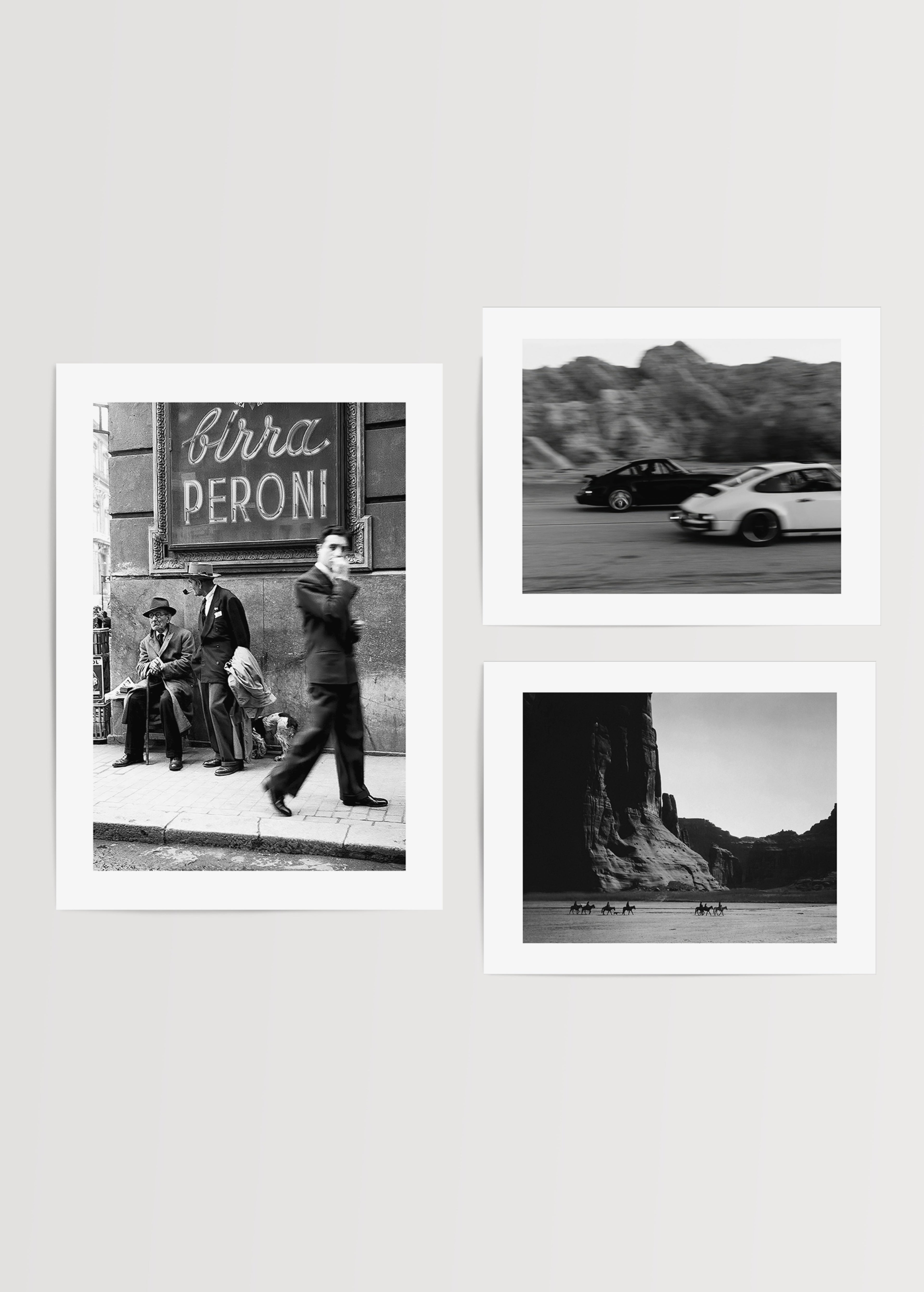 Vintage wall art set featuring timeless black-and-white photography.
