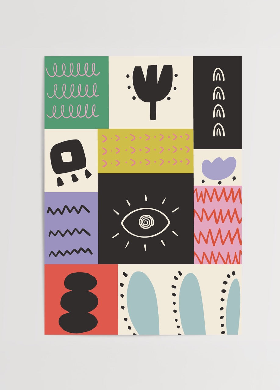 Vivid Blocks No. 1 Poster Print featuring bold shapes and colours.