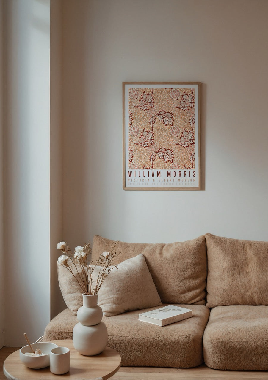 Classic Apple Blossom Pattern Wall Art featuring intricate floral motifs in warm tones.