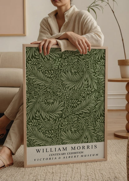 Intricate green botanical pattern poster print for home decor