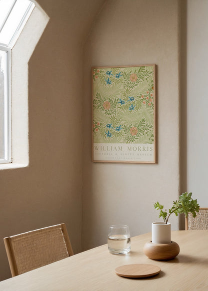 William Morris Centenary Botanical Harmony Poster featuring intricate floral designs in vibrant colours.