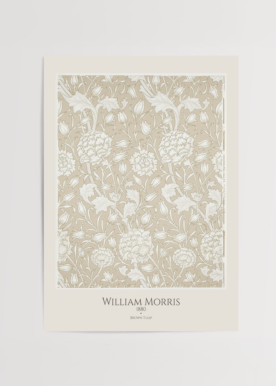 Elegant brown tulip floral art print for stylish home decor.
