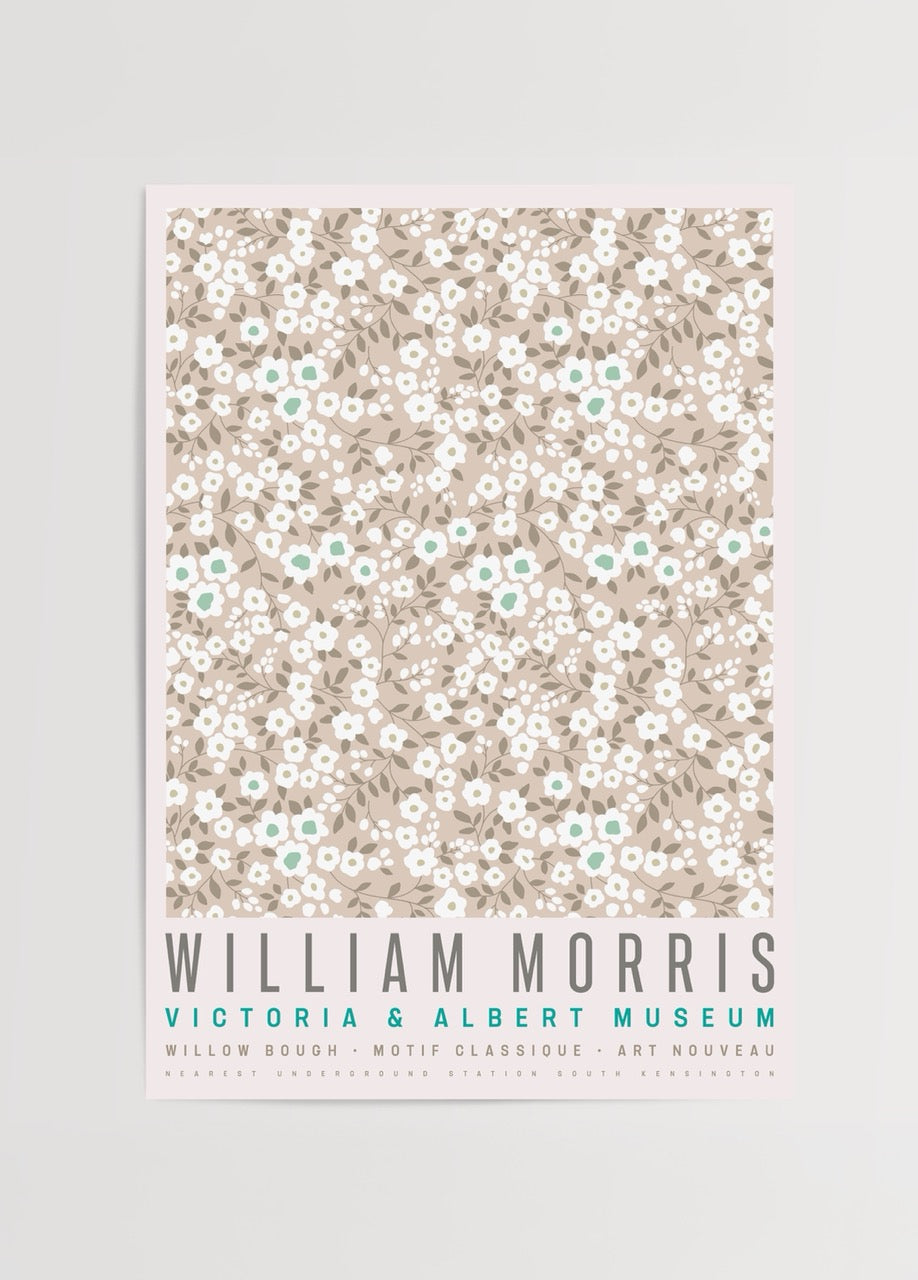 Botanical floral wall art print in soft neutral tones.