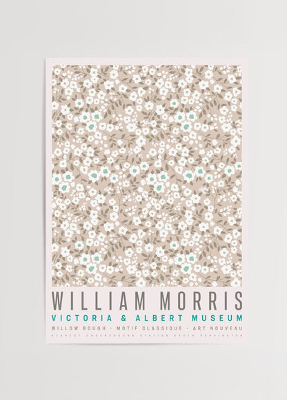 Botanical floral wall art print in soft neutral tones.