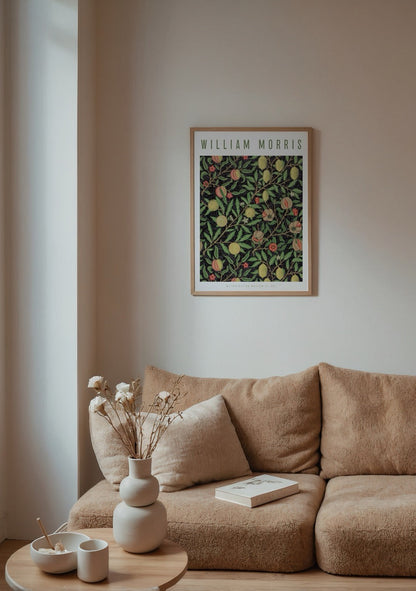 Botanical wall art featuring vibrant fruit and greenery.