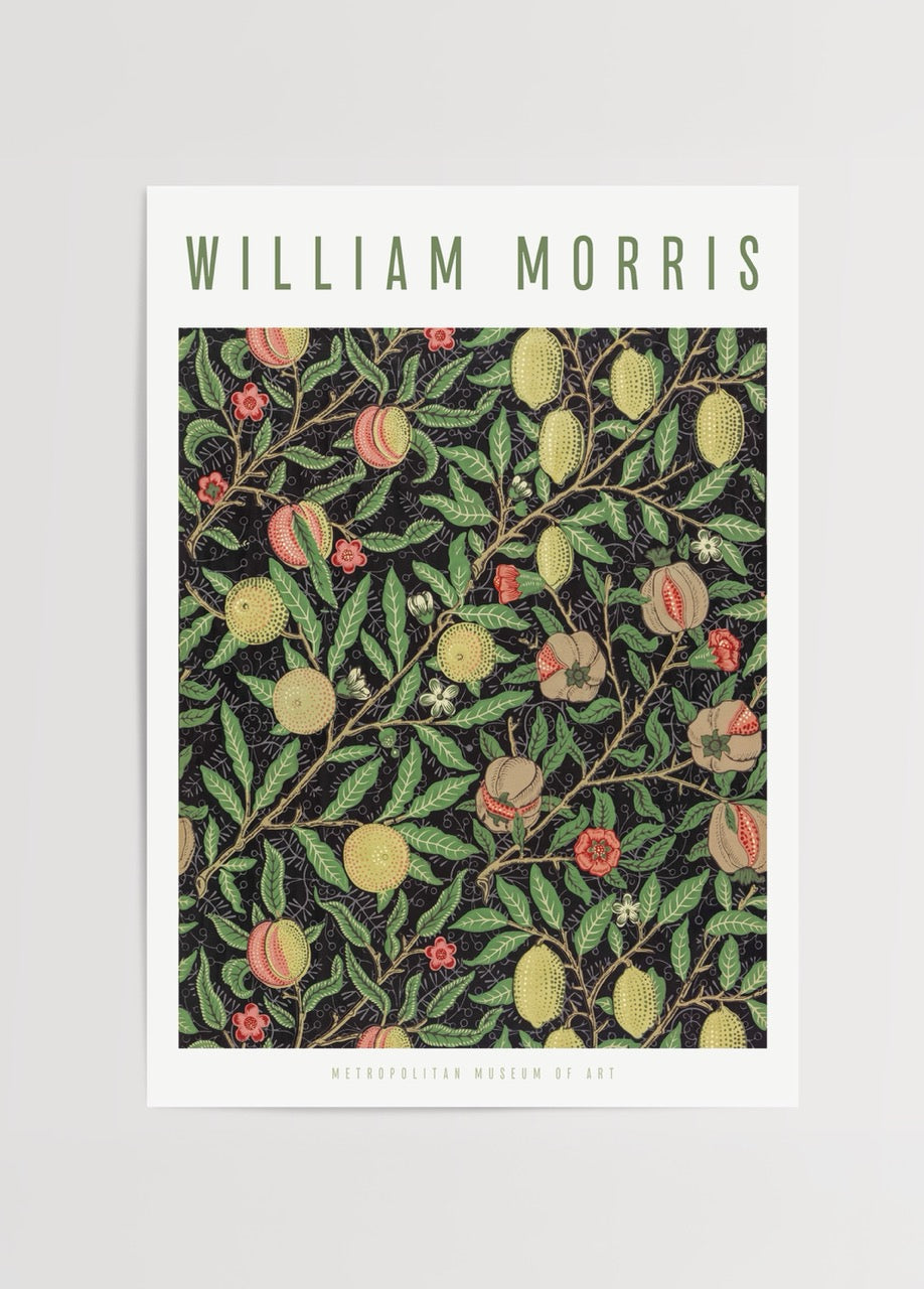 Botanical wall art featuring vibrant fruit and greenery.