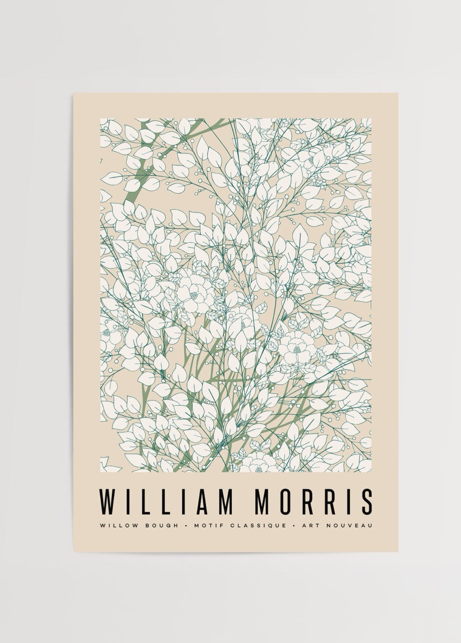Intricate willow bough design in delicate lines and soft hues.