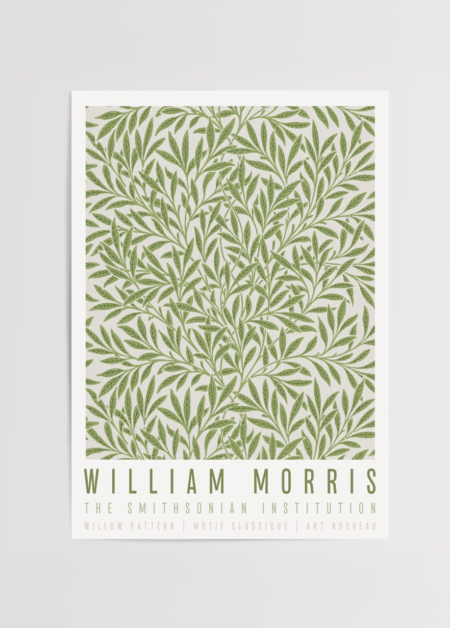 Elegant green foliage wall art inspired by the willow pattern design.
