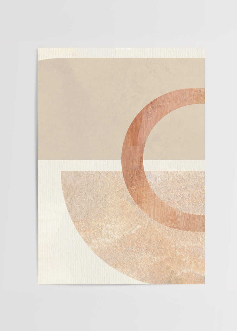 Abstract wall art featuring soft curves and neutral tones.