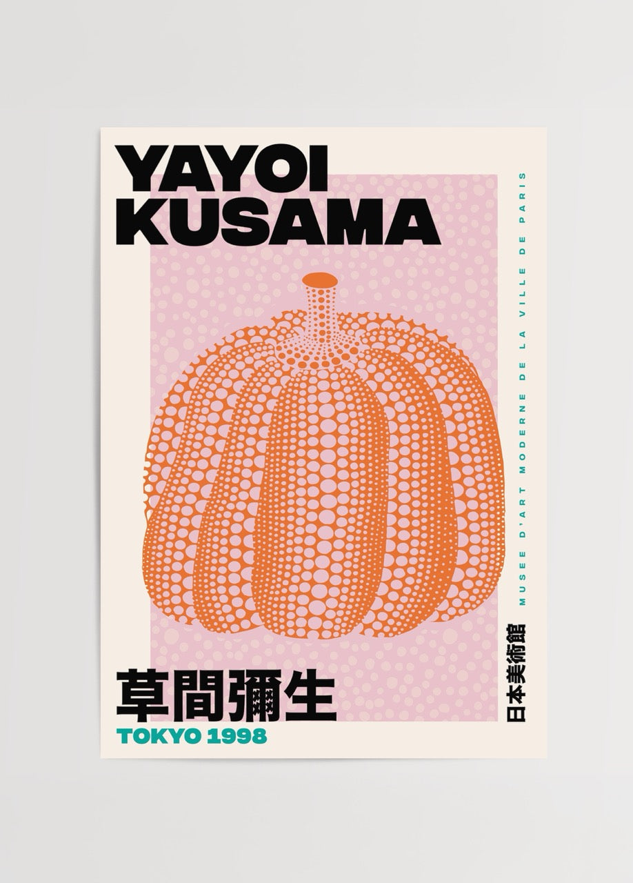 Vibrant pumpkin-themed wall art featuring intricate polka dots, perfect for modern interiors.