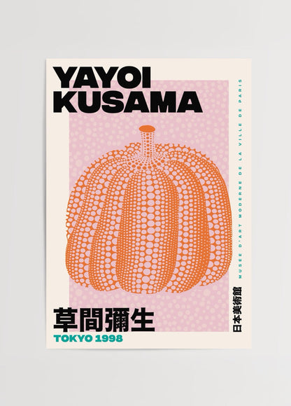 Vibrant pumpkin-themed wall art featuring intricate polka dots, perfect for modern interiors.