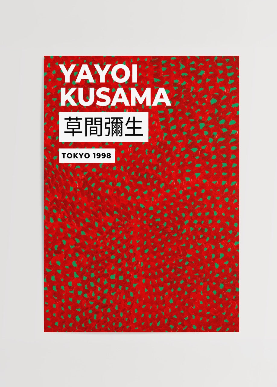 Vibrant red patterned art print adding colour to a modern interior.