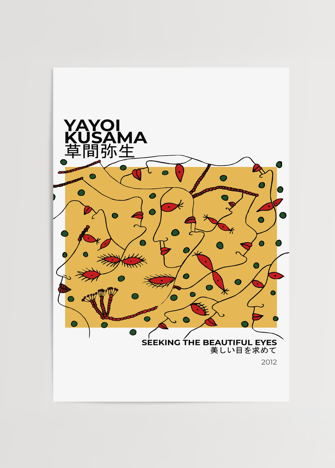 Vibrant artwork featuring abstract faces and dots, perfect for modern wall art.