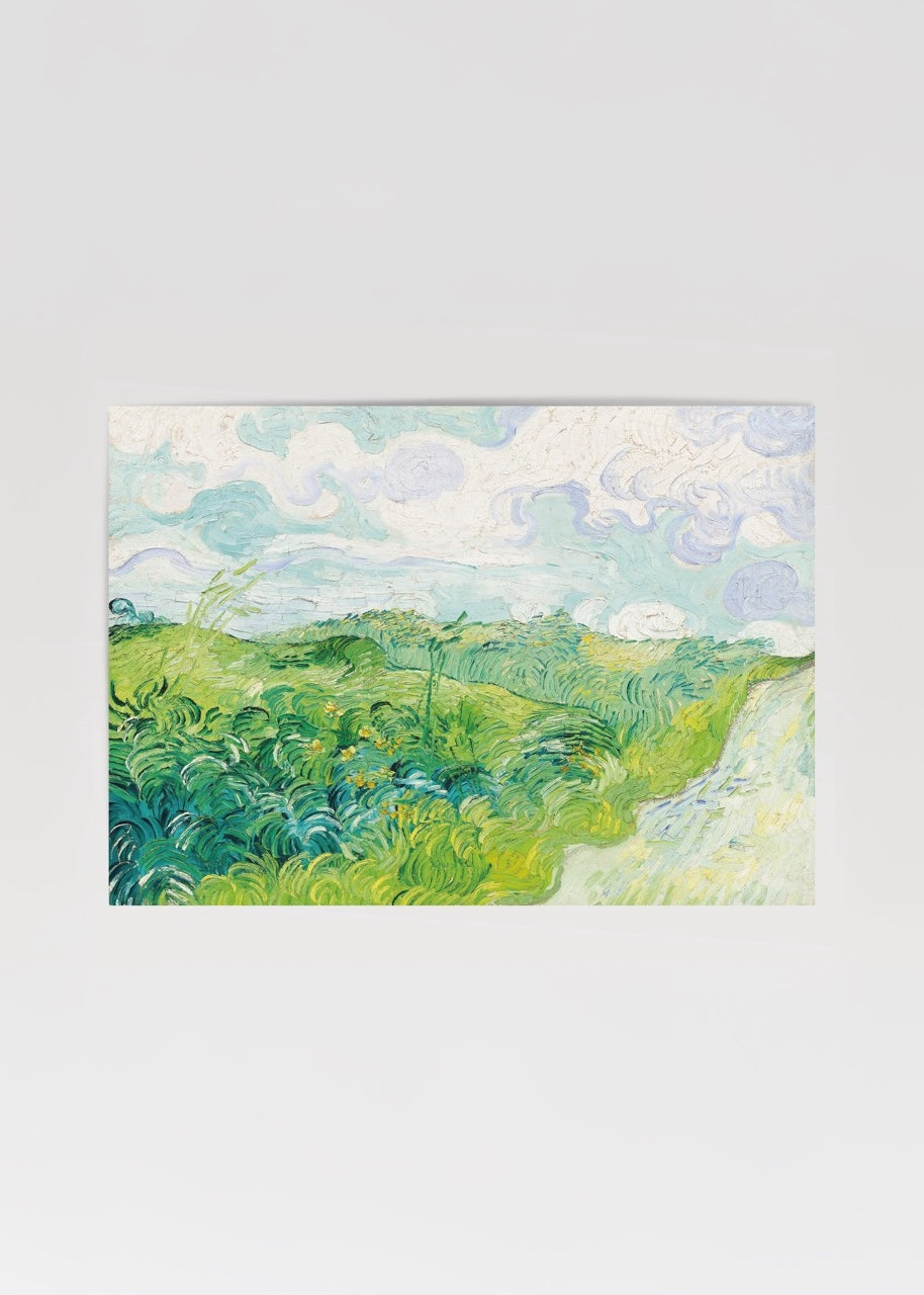 Lush green landscape art print evoking nature&