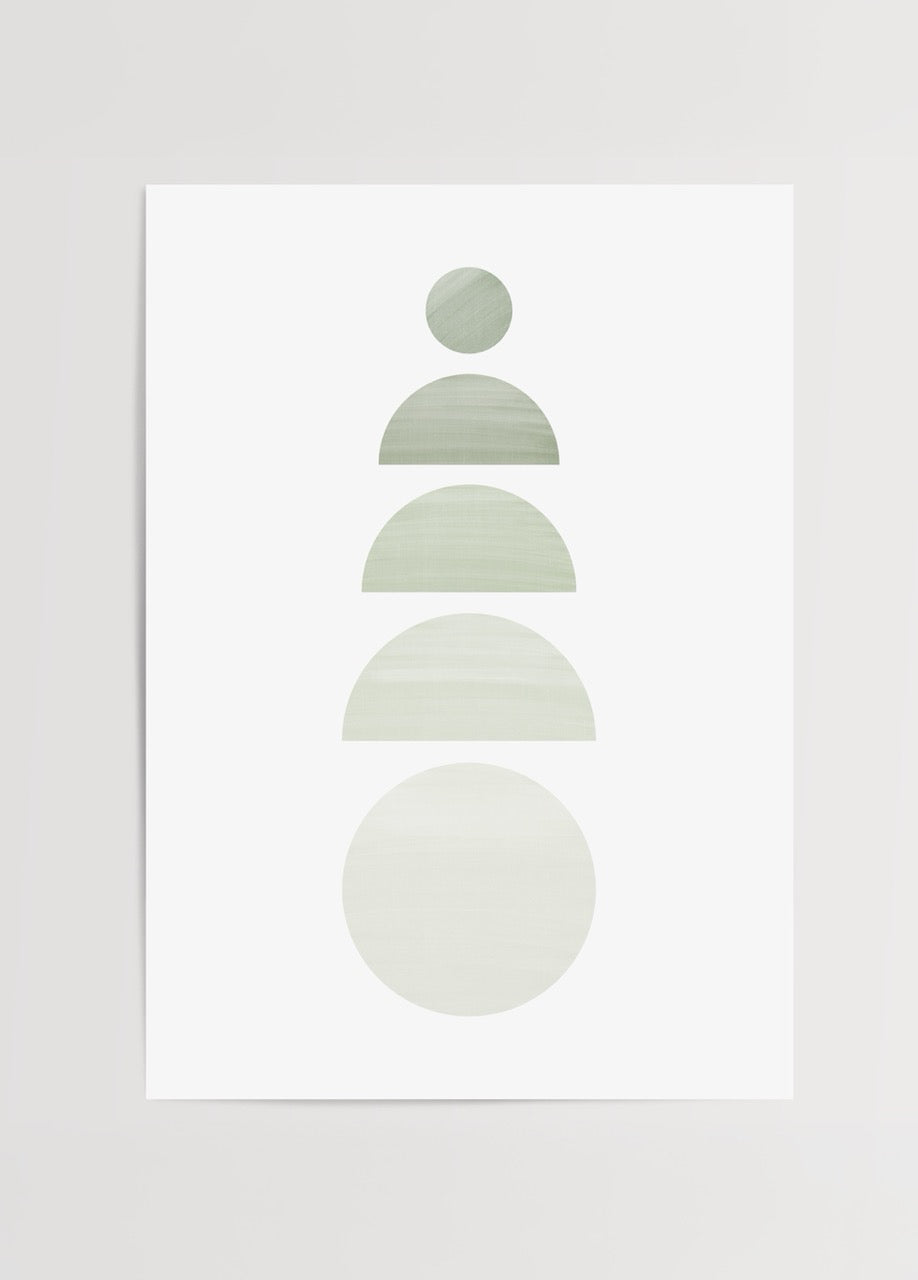 Serene Green Balance Poster Art Print with soft shapes