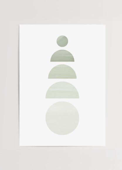 Serene Green Balance Poster Art Print with soft shapes