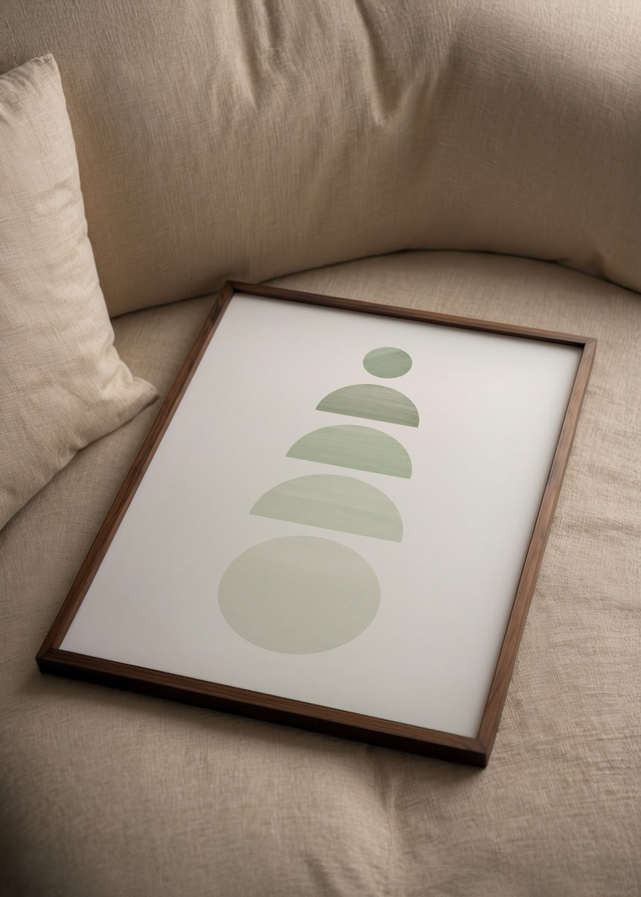 Serene Green Balance Poster Art Print with soft shapes
