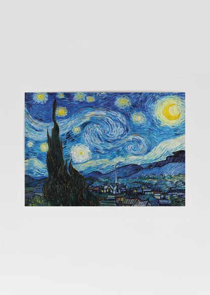 Starry Night Dreamscape poster featuring a swirling night sky with stars and a village.