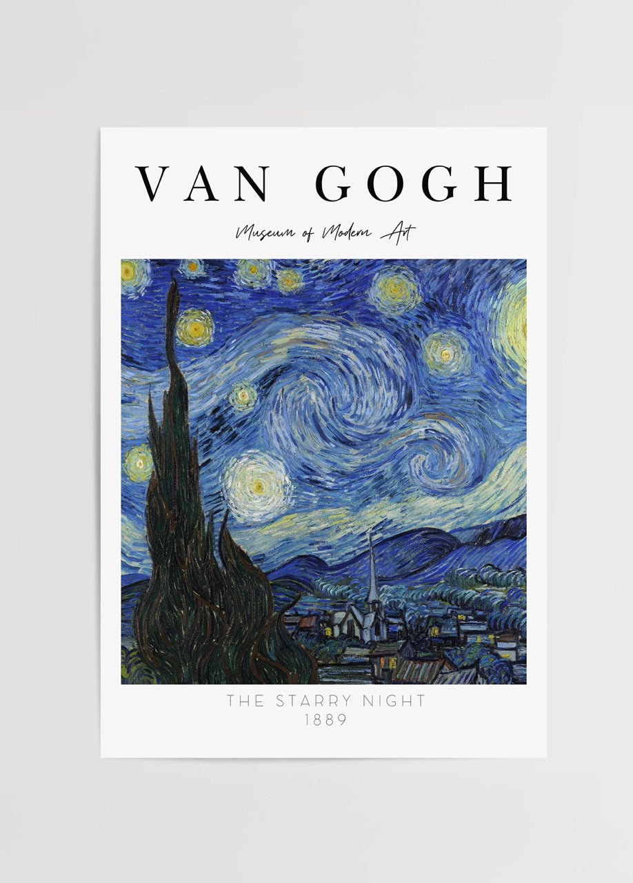 Celestial Dreams art print featuring The Starry Night in vibrant colors.