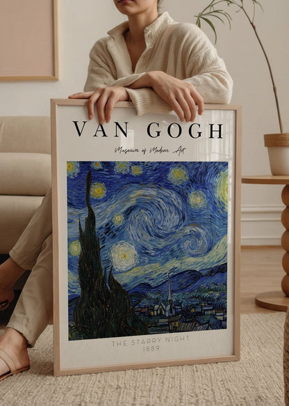 Celestial Dreams art print featuring The Starry Night in vibrant colors.