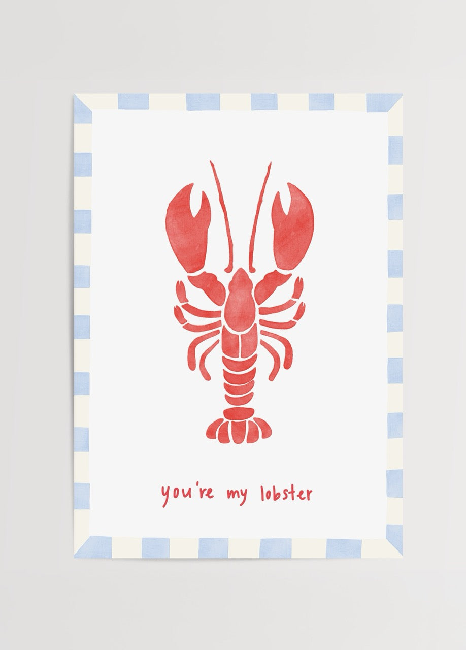 Whimsical lobster illustration with the text &