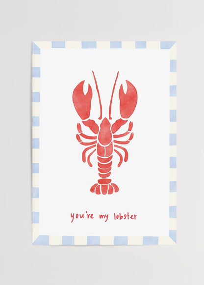 Whimsical lobster illustration with the text &