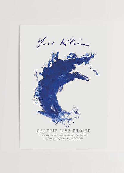 A vibrant blue wave abstract poster showcasing dynamic brushstrokes.