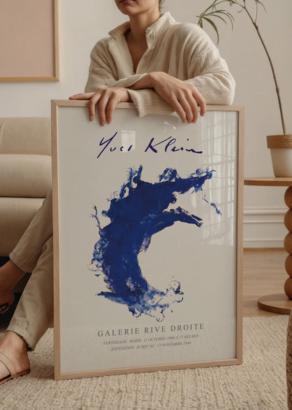 A vibrant blue wave abstract poster showcasing dynamic brushstrokes.